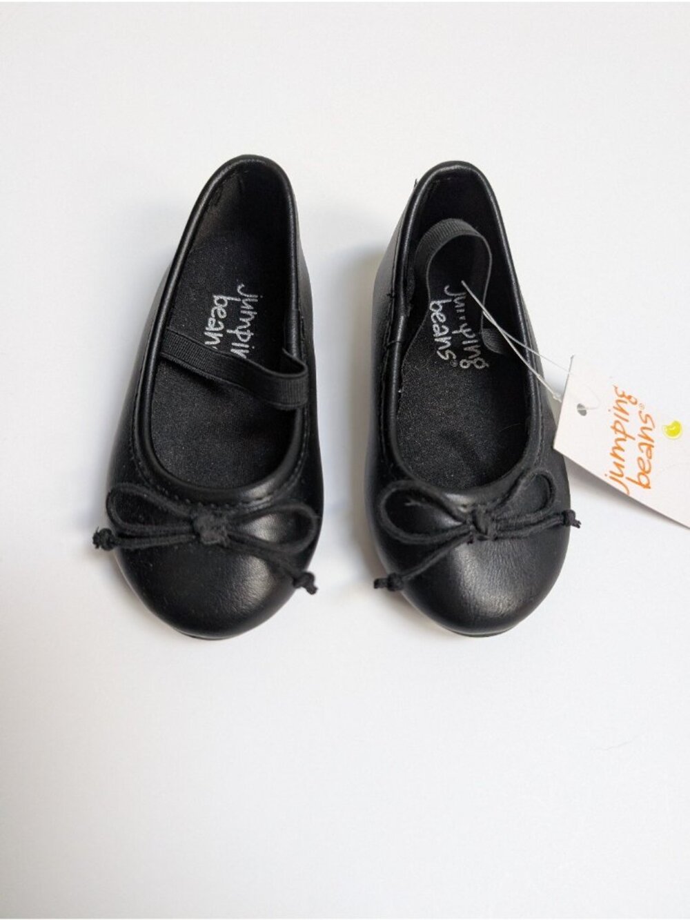 Jumping Beans Black Ballet Flats with Bow and Strap 5T